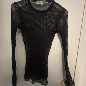Urban Outfitters Sheer Black Long Sleeve Top